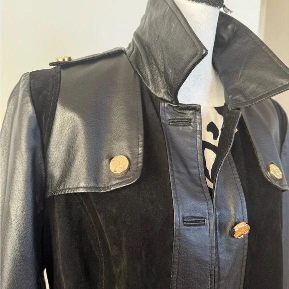 Iman suede/leather black Women's Coat - Picture 2 of 9